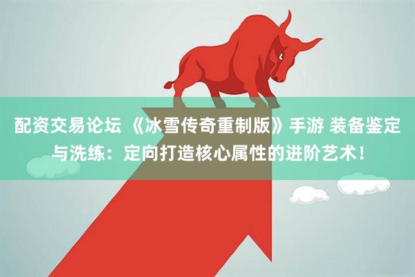 配资交易论坛 《冰雪传奇重制版》手游 装备鉴定与洗练：定向打造核心属性的进阶艺术！